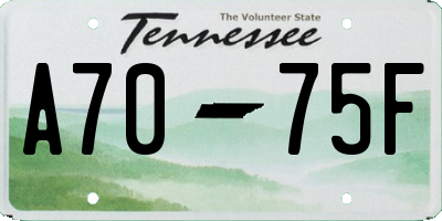 TN license plate A7075F