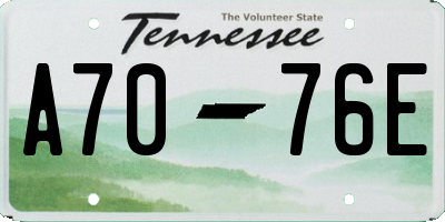 TN license plate A7076E