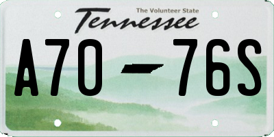 TN license plate A7076S