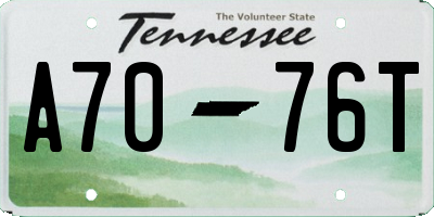 TN license plate A7076T