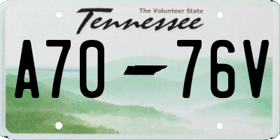 TN license plate A7076V