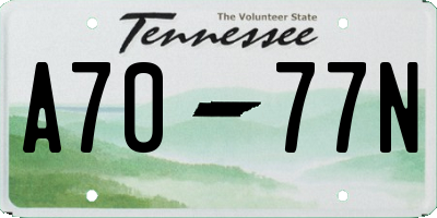 TN license plate A7077N