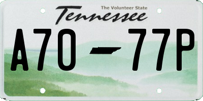TN license plate A7077P