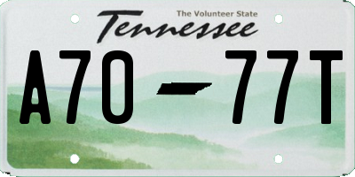 TN license plate A7077T