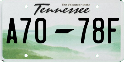 TN license plate A7078F