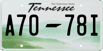TN license plate A7078I
