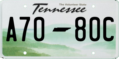 TN license plate A7080C