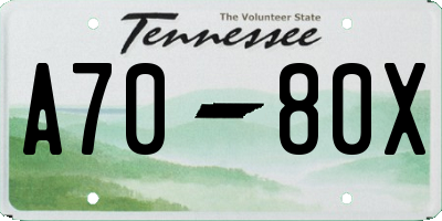 TN license plate A7080X