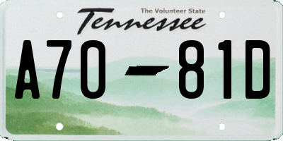 TN license plate A7081D