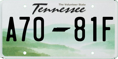TN license plate A7081F