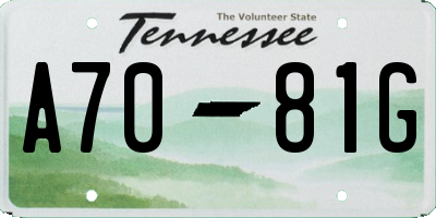 TN license plate A7081G