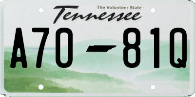 TN license plate A7081Q