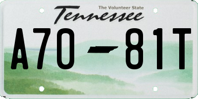 TN license plate A7081T