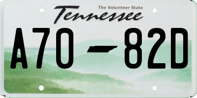 TN license plate A7082D