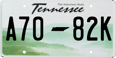 TN license plate A7082K