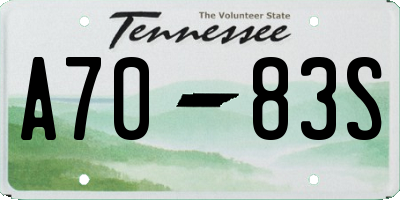 TN license plate A7083S