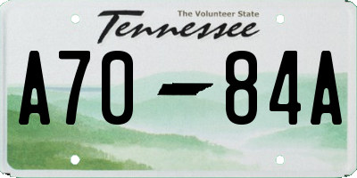 TN license plate A7084A