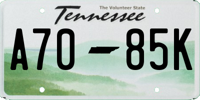 TN license plate A7085K