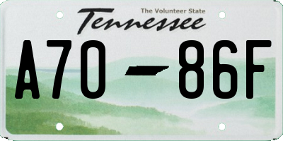 TN license plate A7086F