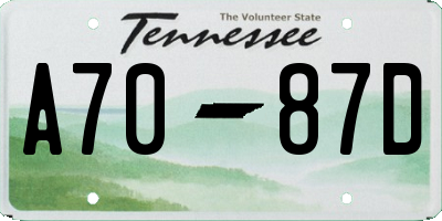 TN license plate A7087D
