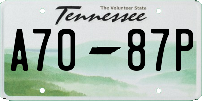 TN license plate A7087P