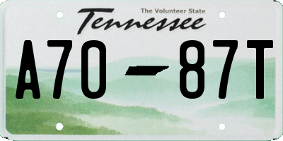 TN license plate A7087T