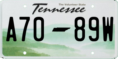 TN license plate A7089W
