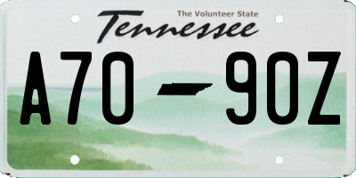 TN license plate A7090Z