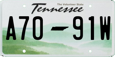 TN license plate A7091W
