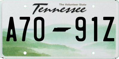 TN license plate A7091Z