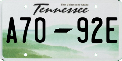 TN license plate A7092E