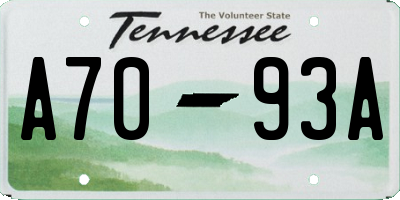 TN license plate A7093A