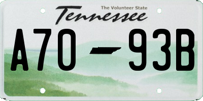 TN license plate A7093B
