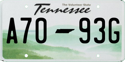 TN license plate A7093G