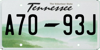 TN license plate A7093J