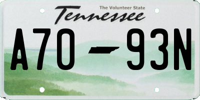 TN license plate A7093N