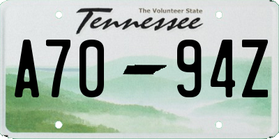 TN license plate A7094Z
