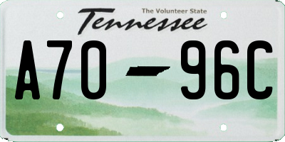 TN license plate A7096C