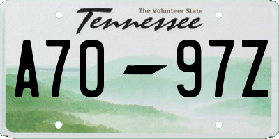 TN license plate A7097Z