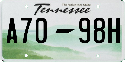 TN license plate A7098H