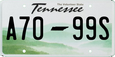 TN license plate A7099S
