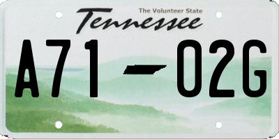 TN license plate A7102G
