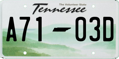 TN license plate A7103D