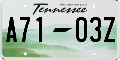 TN license plate A7103Z