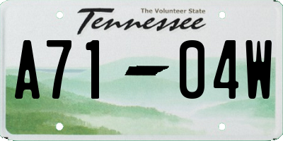 TN license plate A7104W