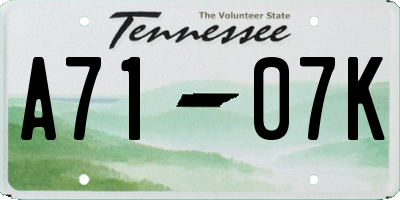 TN license plate A7107K