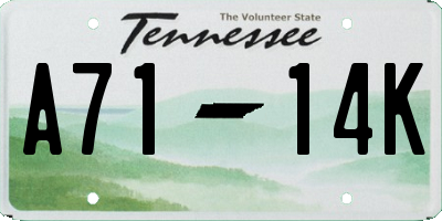 TN license plate A7114K