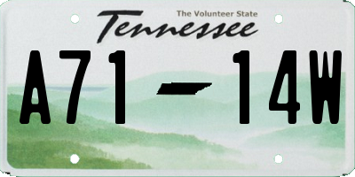 TN license plate A7114W