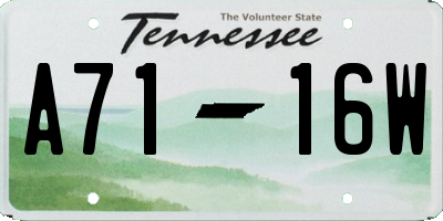 TN license plate A7116W