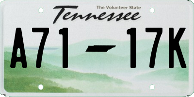 TN license plate A7117K